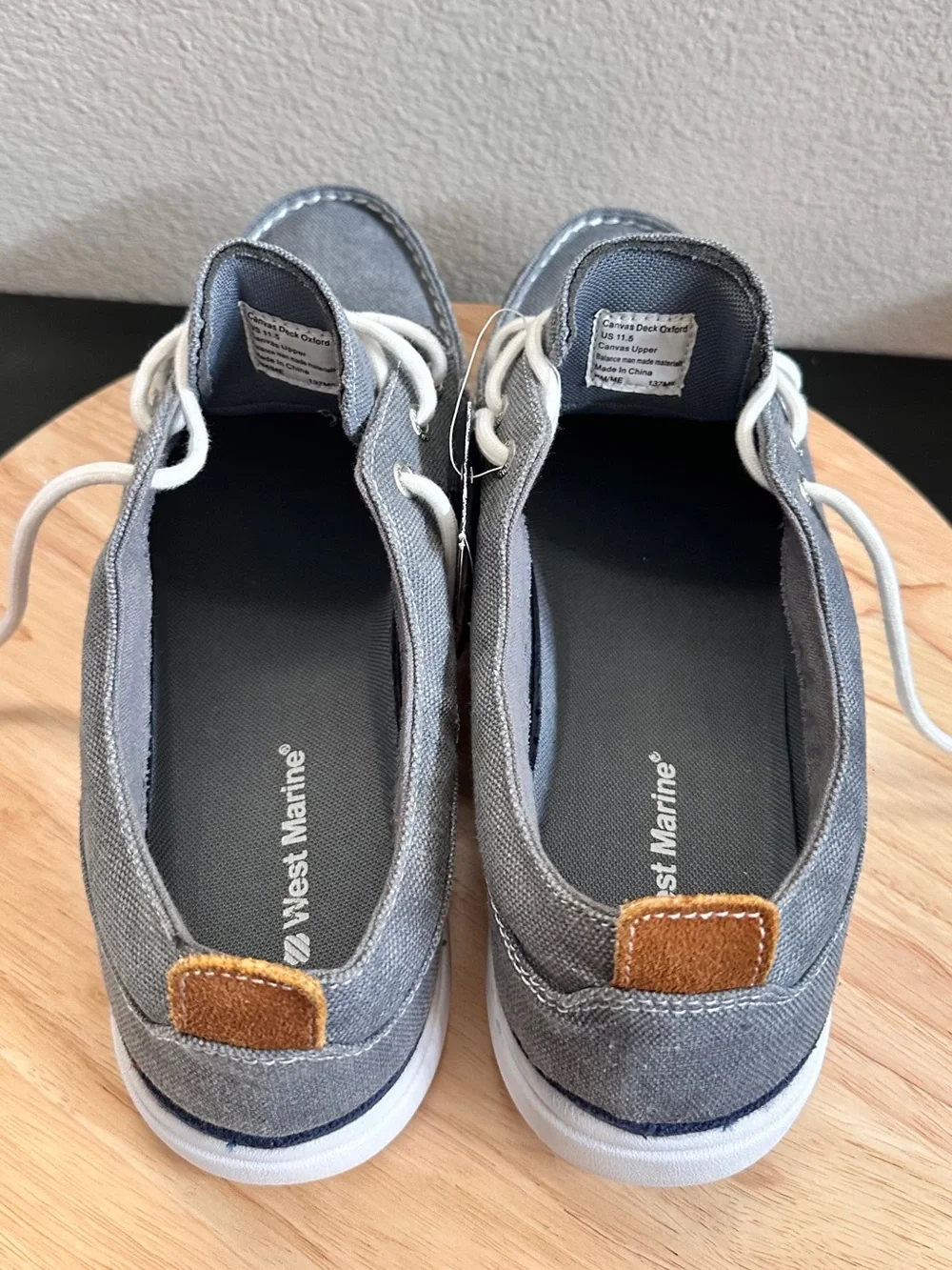 NWOT. West Marine Men's Gray Canvas Boat Shoes Size 11.5